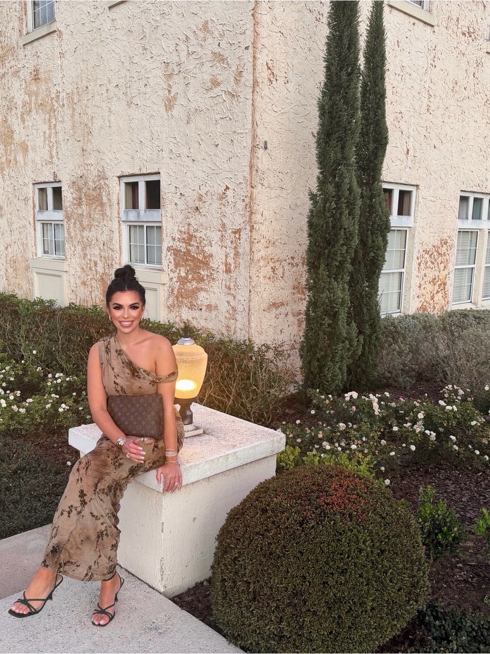 Fashion Nova One-Shoulder Brown Floral Maxi Dress